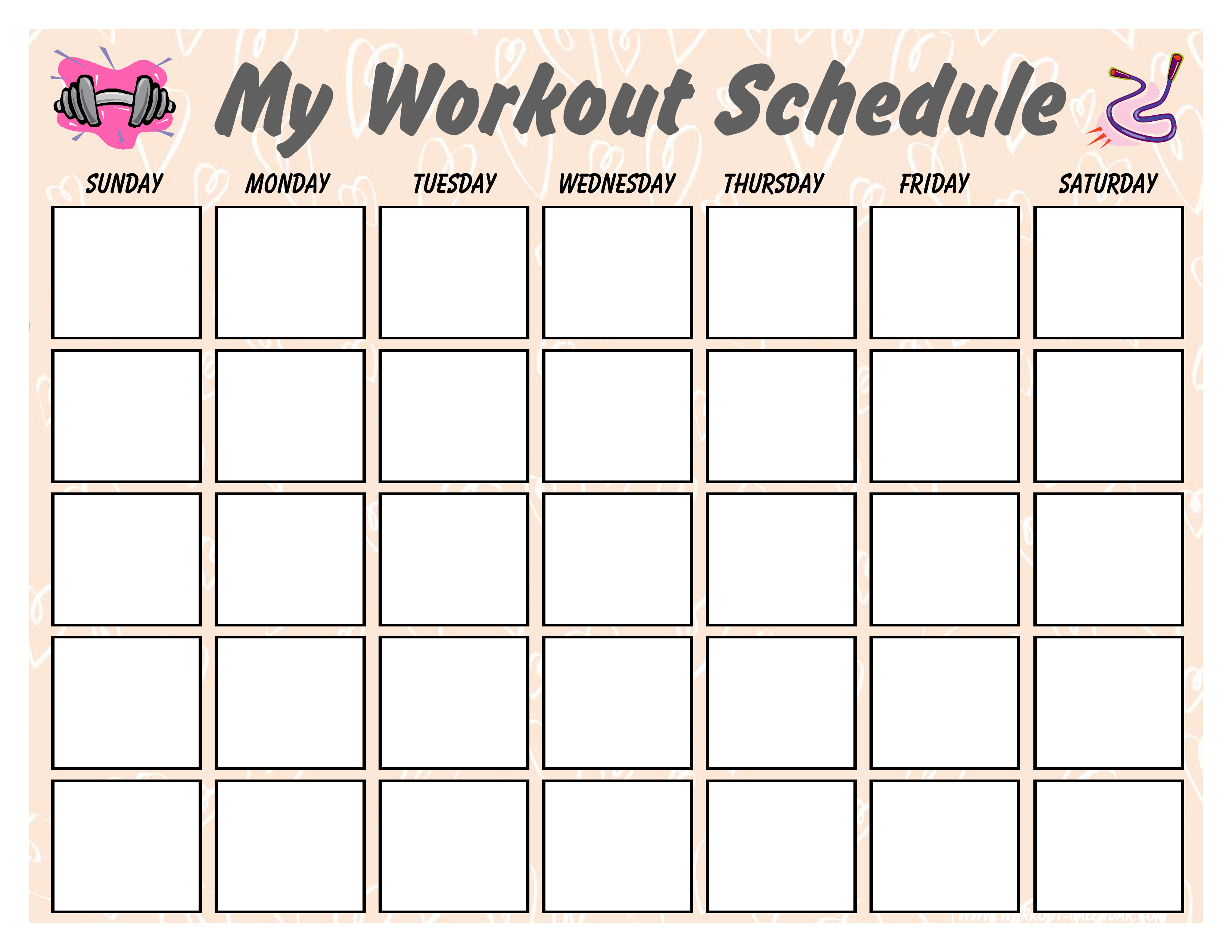 blank workout schedule for women voorbeeld afbeelding 