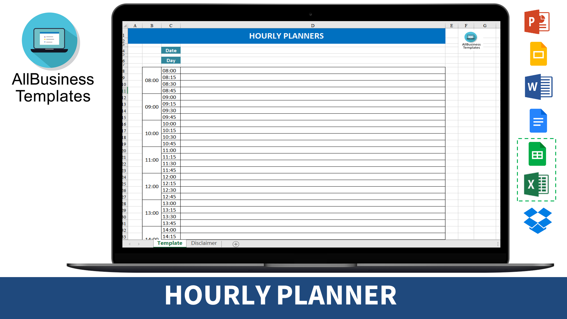 hourly planner template