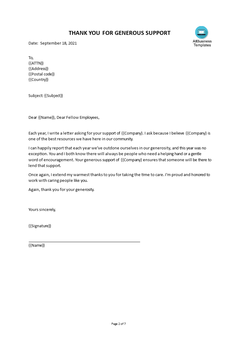 appreciation letter to employee Hauptschablonenbild