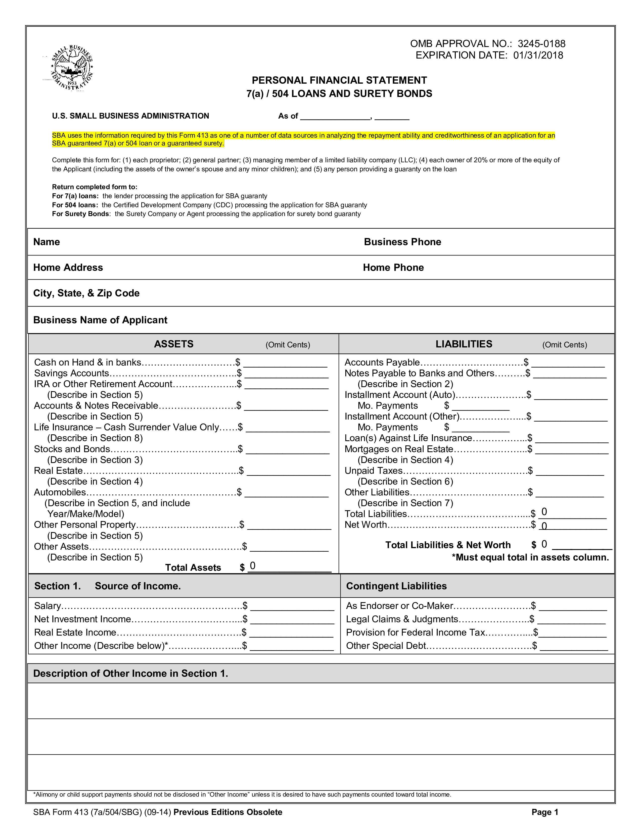 personal financial statement format Hauptschablonenbild