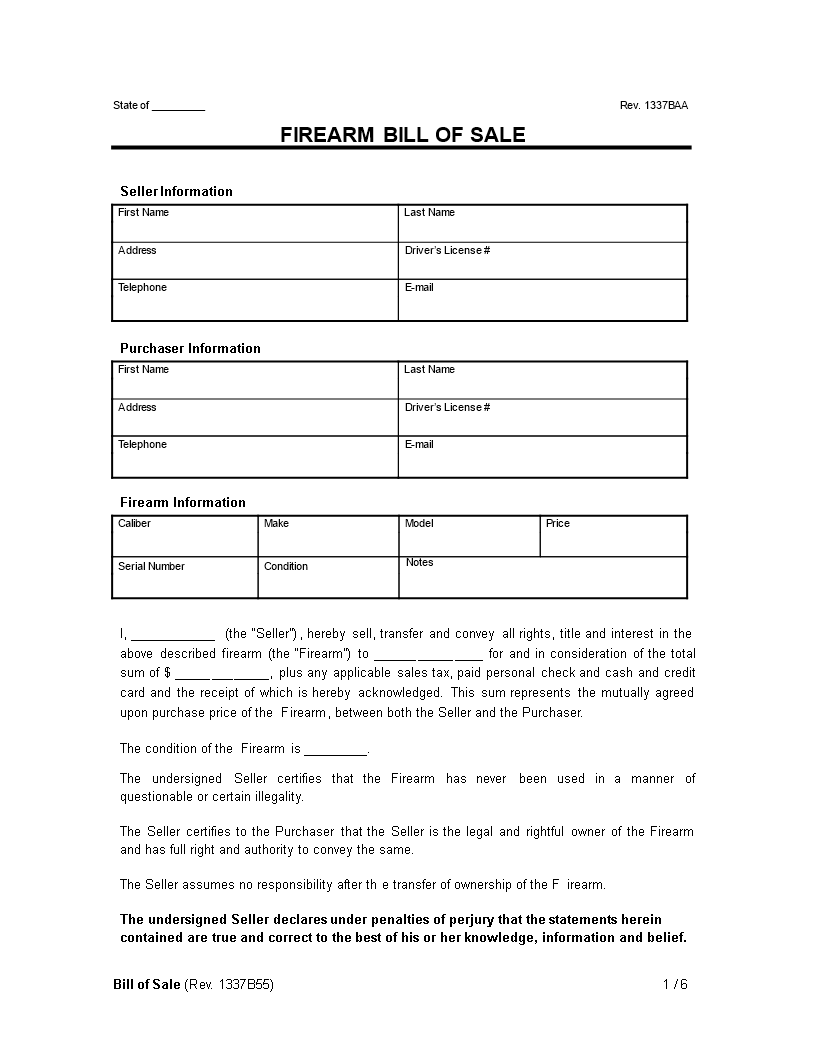 bill of sale for firearm example plantilla imagen principal