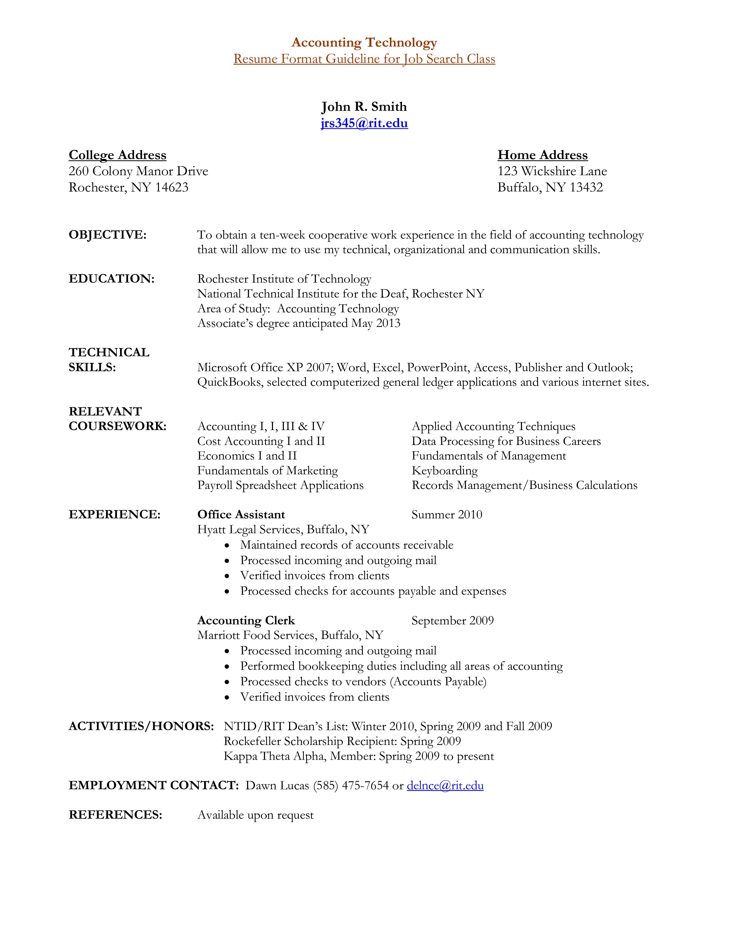 Accountant Resume Format 模板