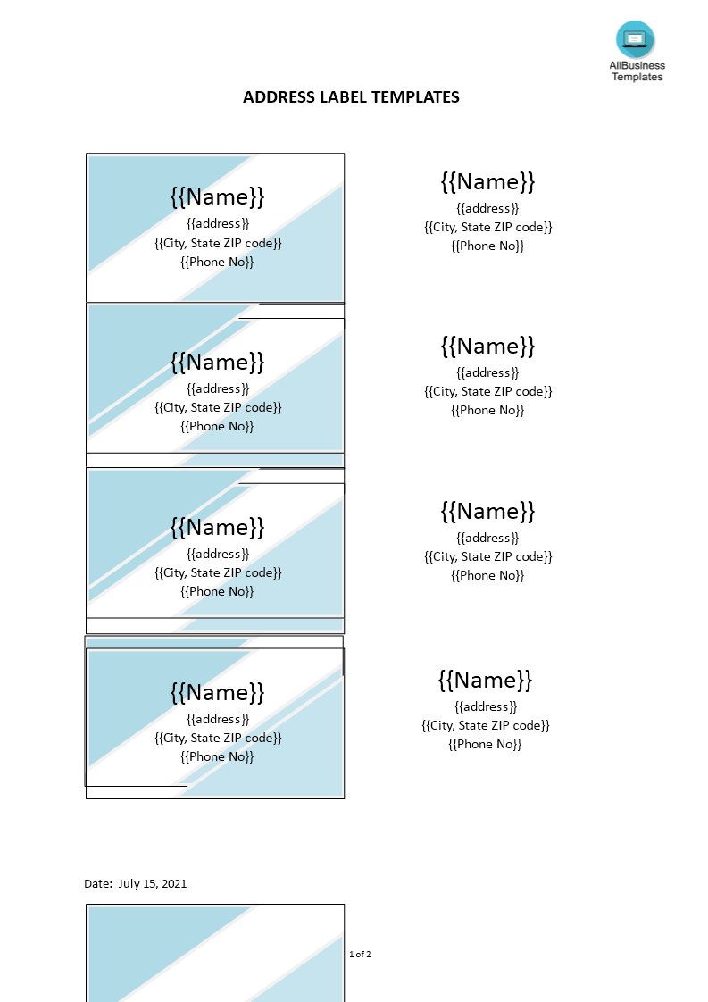 Free address label templates main image