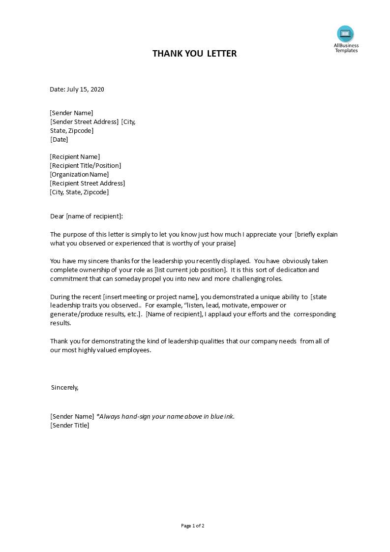 Thank You Letter To Employees For Excellent Performance from www.allbusinesstemplates.com