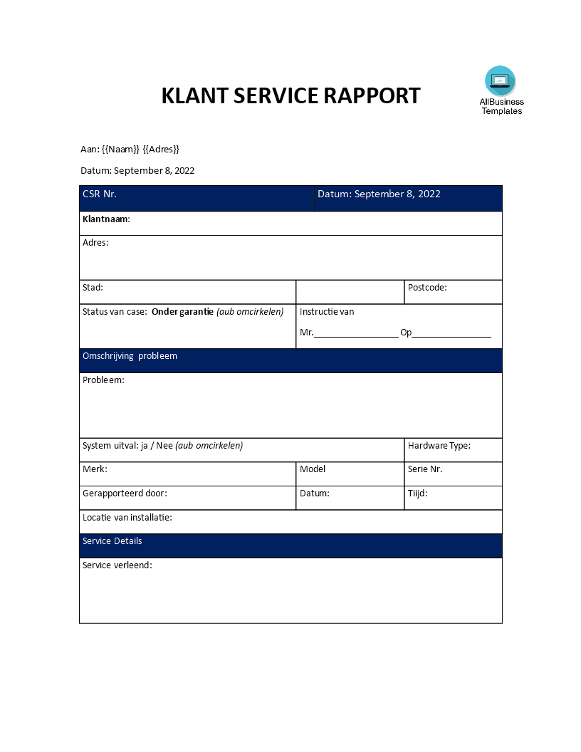 klantenservice rapport voorbeeld afbeelding 