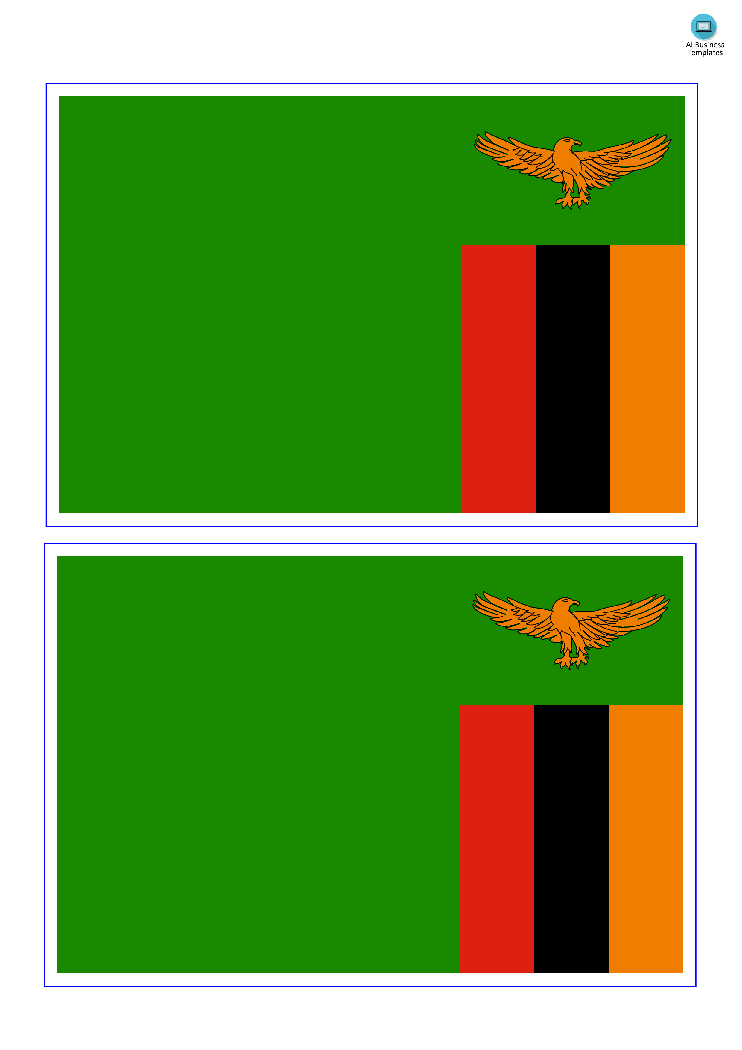 Zambia Printable Flag template 模板
