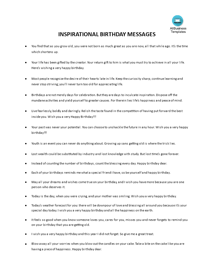 sample short birthday messages template