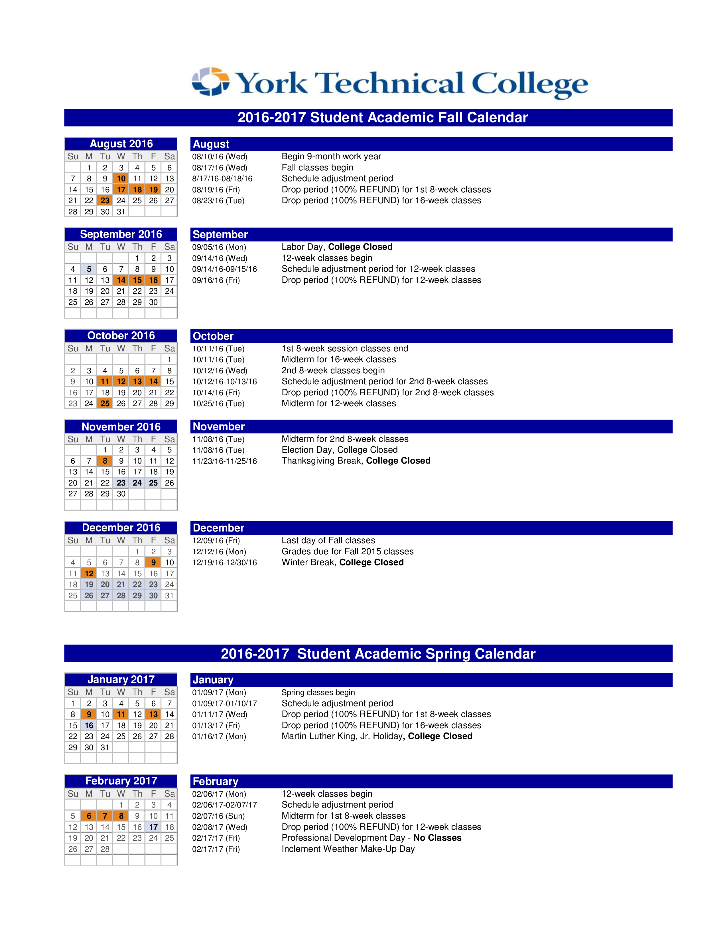 Yearly Event Schedule 模板