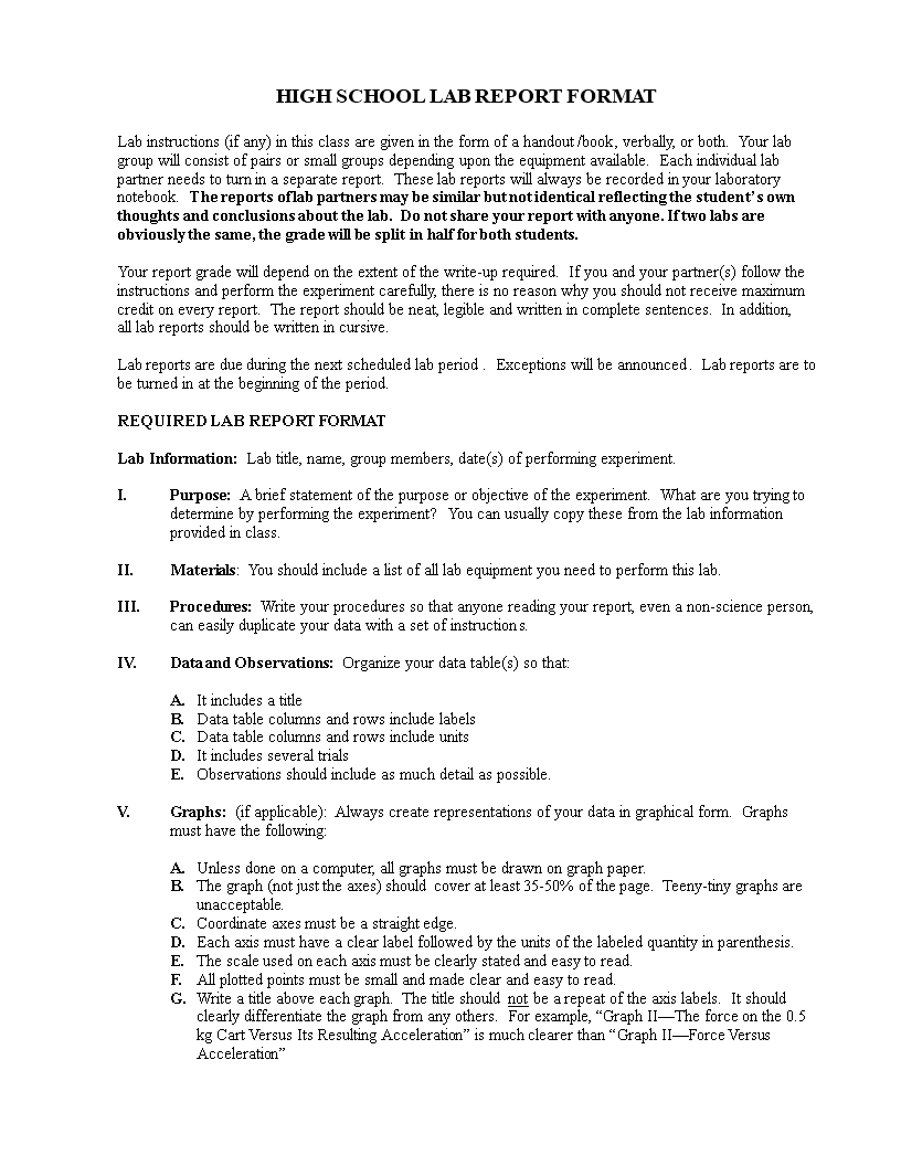 physics lab report format