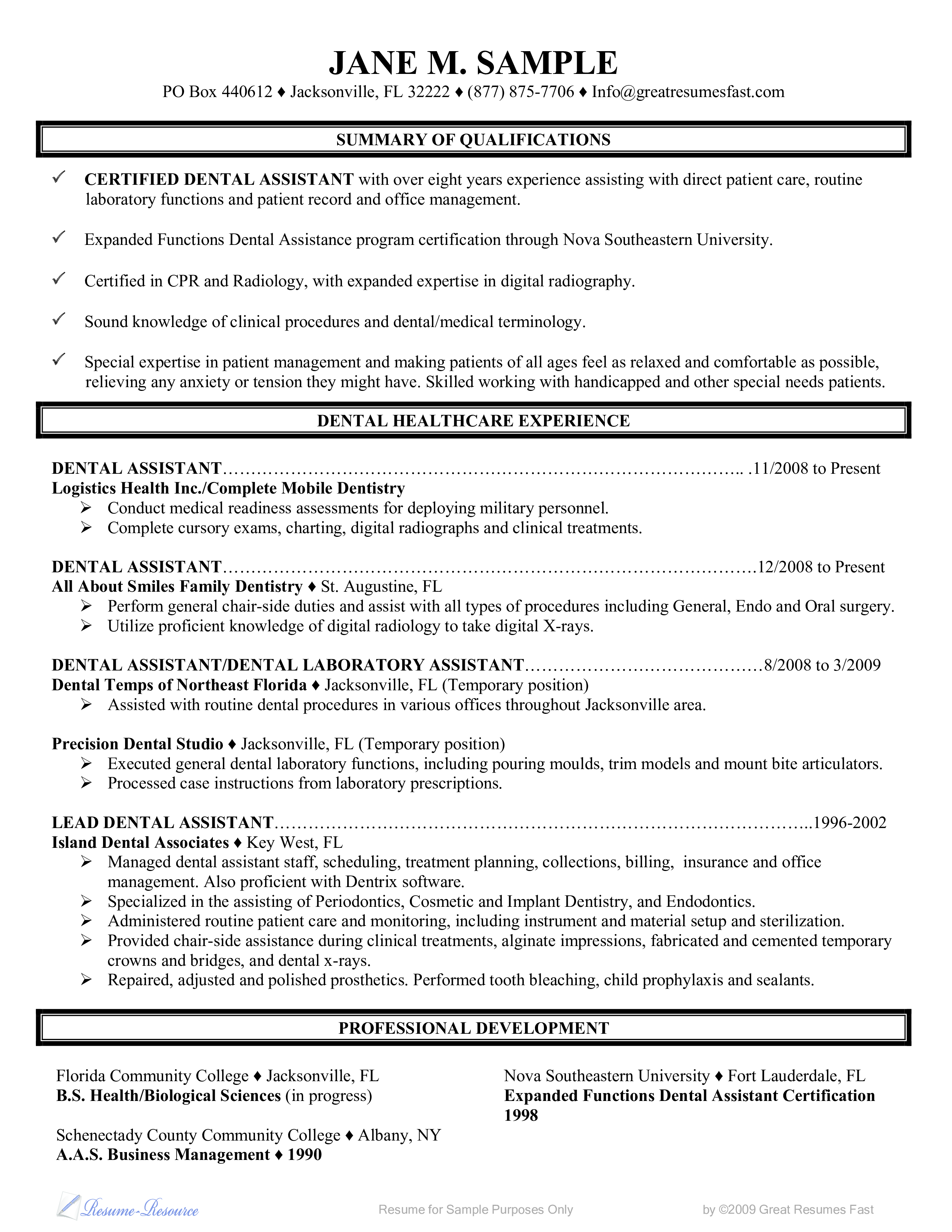 Example of Dental Assistant CV main image