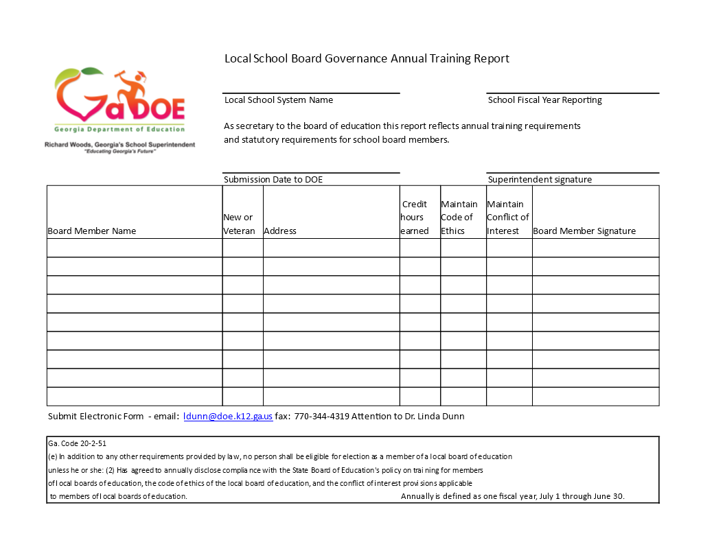 annual training report modèles