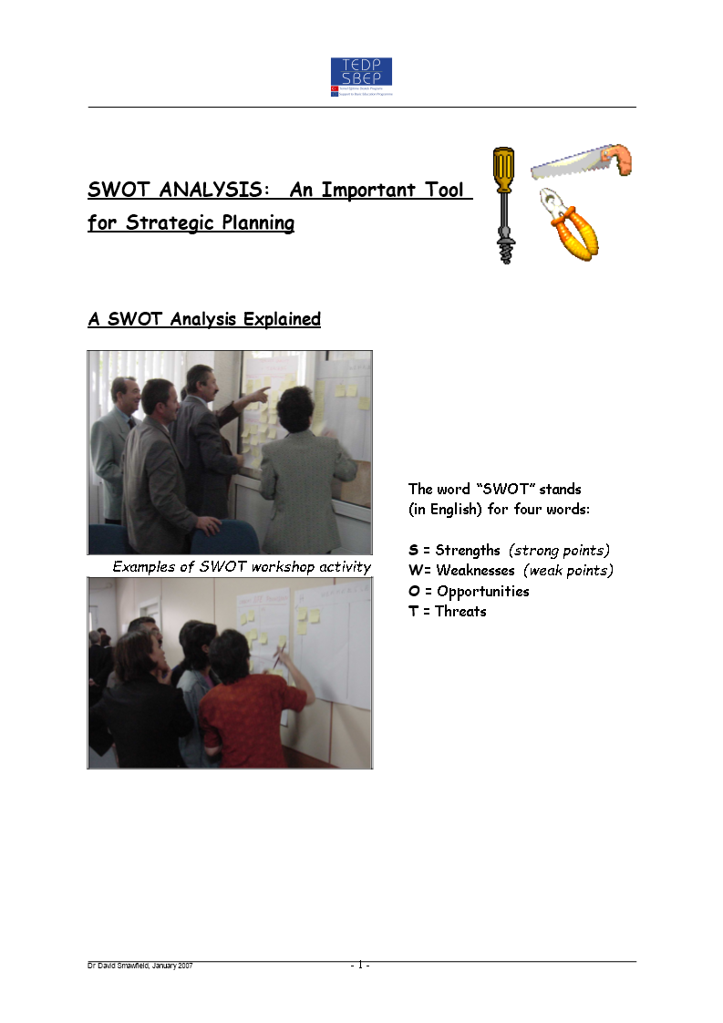 Project Management SWOT Analysis in Word 模板