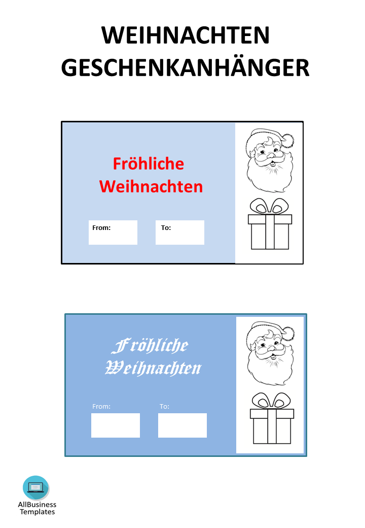 weihnachtsgeschenkanhänger template