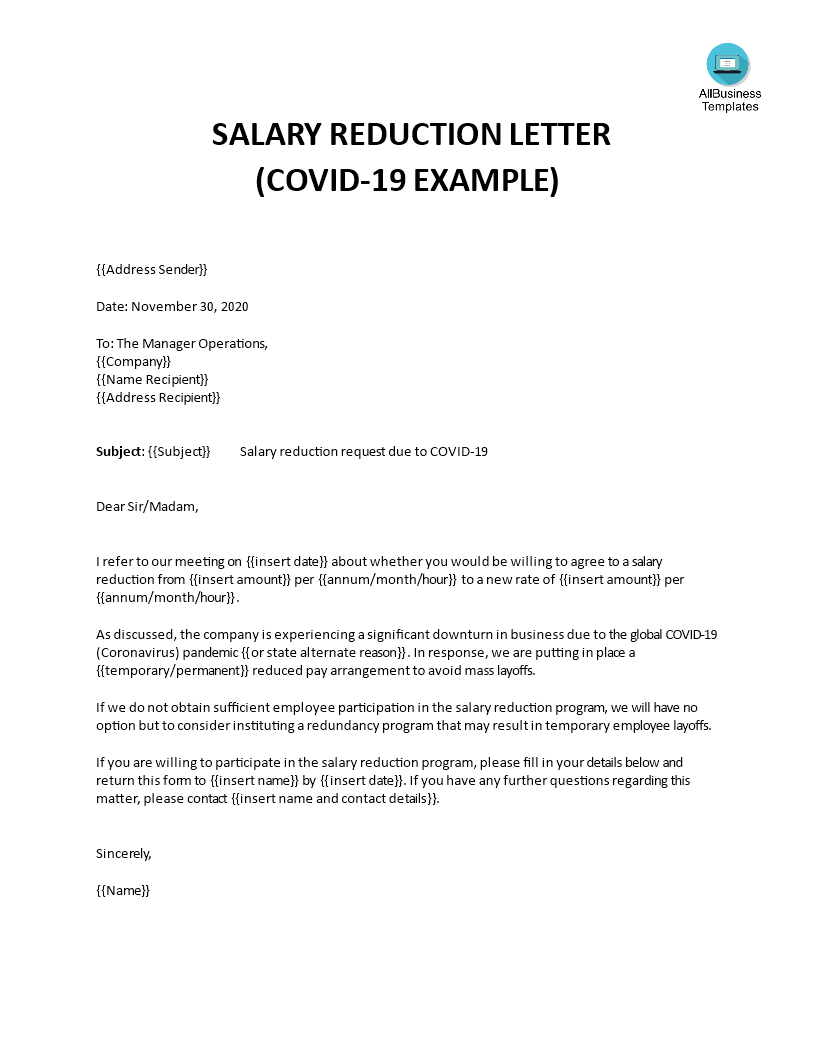 salary reduction letter plantilla imagen principal