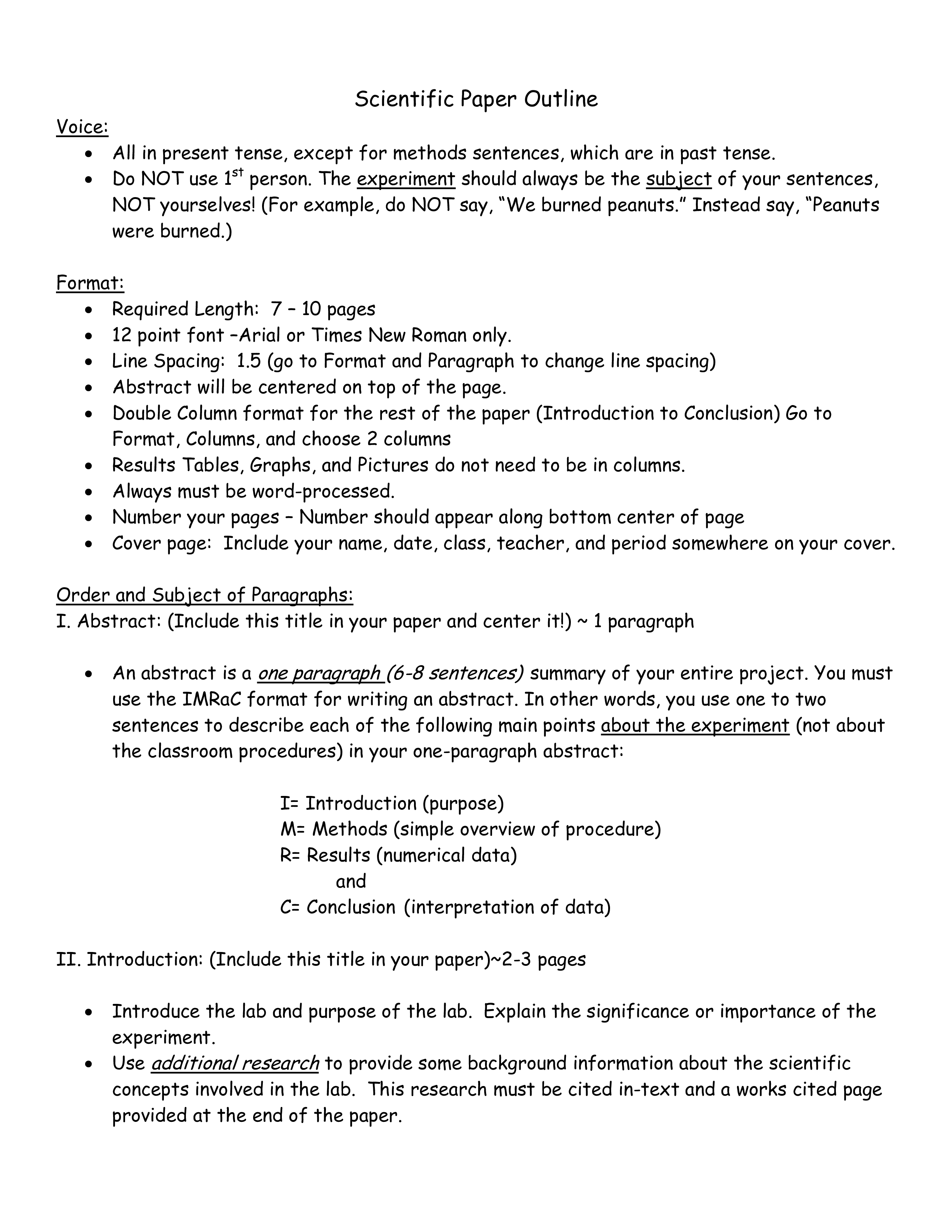 scientific paper outline Hauptschablonenbild