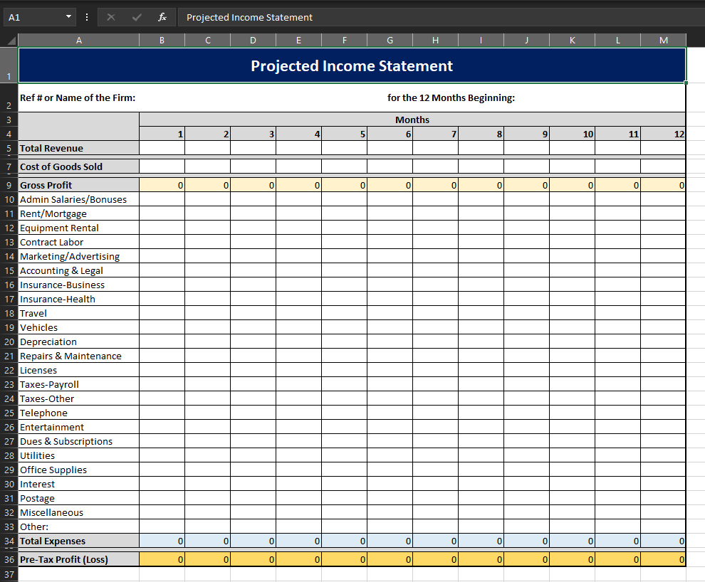 Income Statement Projection Excel main image