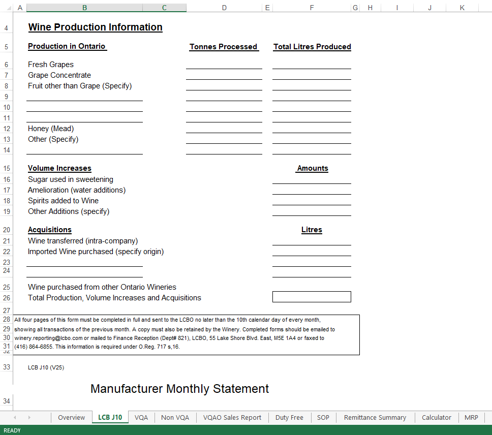 Wine Business Monthly Sales Report Excel main image