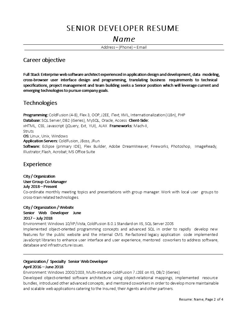 IT Job Resume Format main image