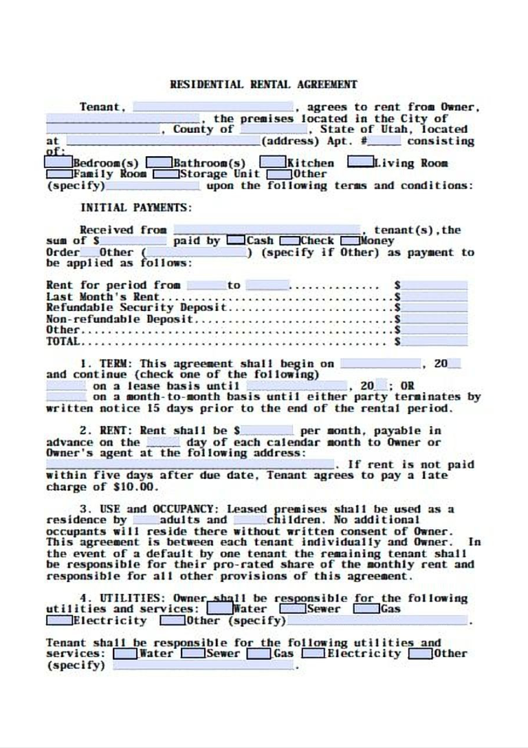 rental agreement real estate forms word Hauptschablonenbild