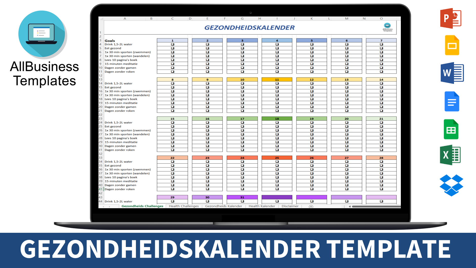 30 dagen gezondheidskalender plantilla imagen principal