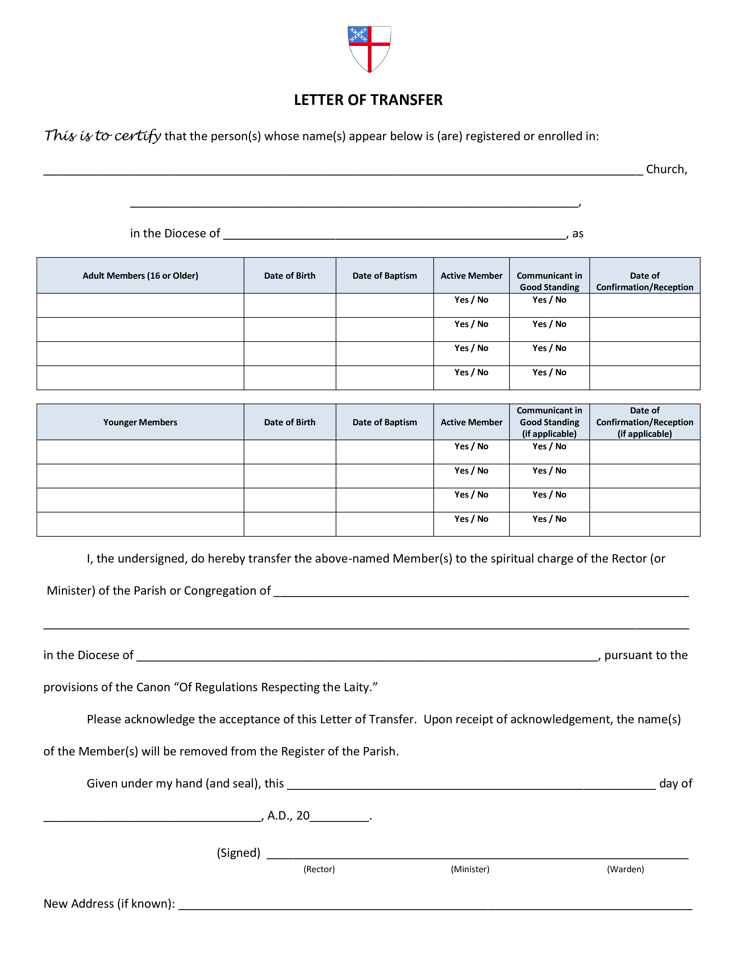 Membership Transfer Letter Format 模板