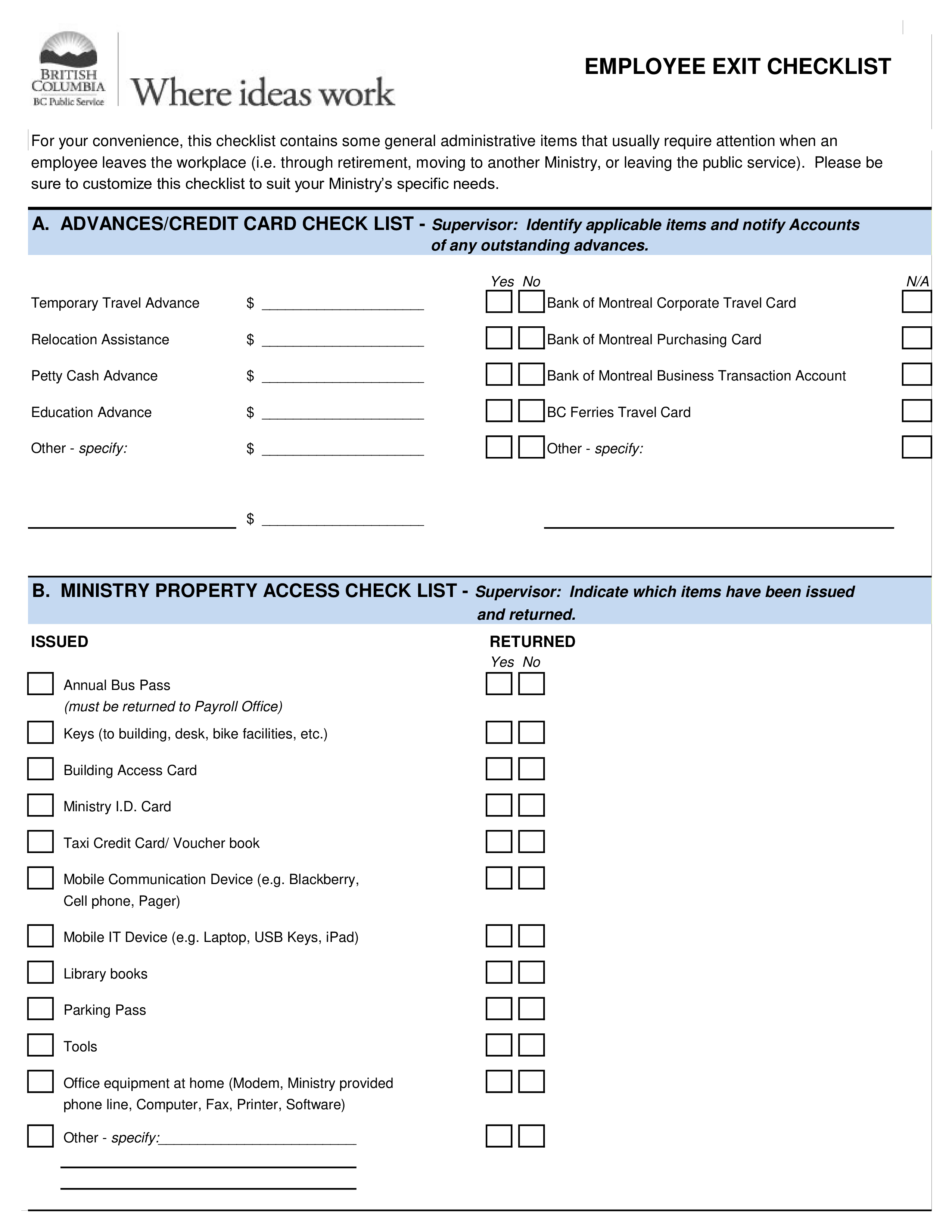 Employee Exit Checklist Templates At Allbusinesstemplates