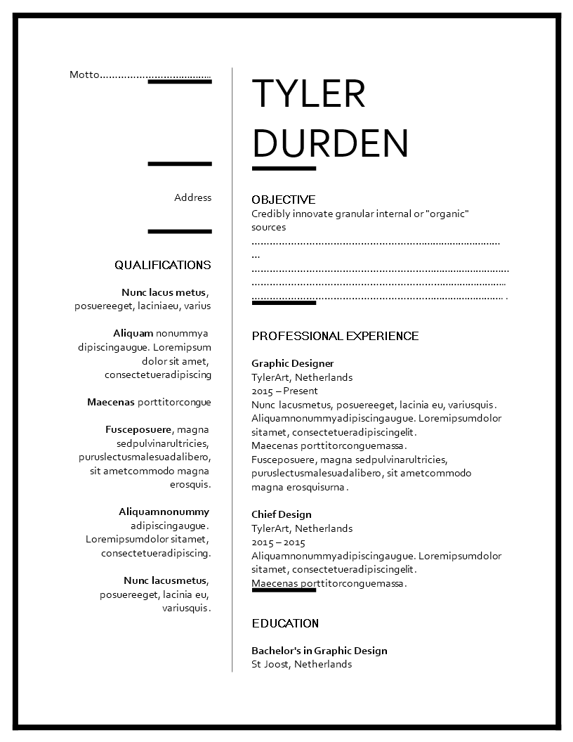 creative graphic designer resume modèles