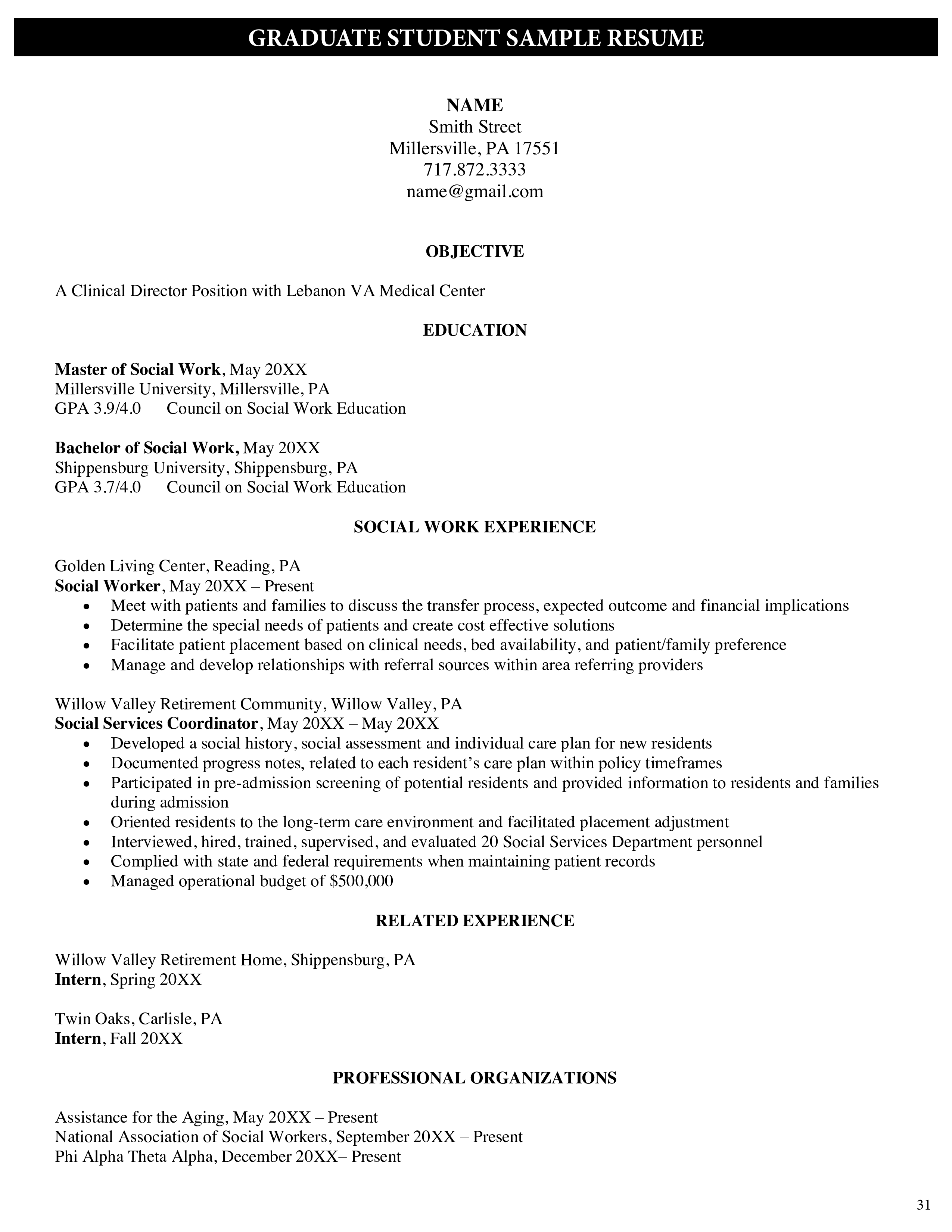 graduate student curriculum vitae template