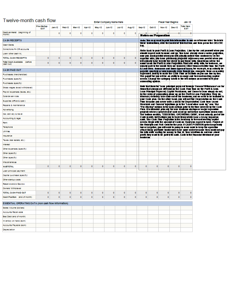 cash flow statement sheet in excel Hauptschablonenbild