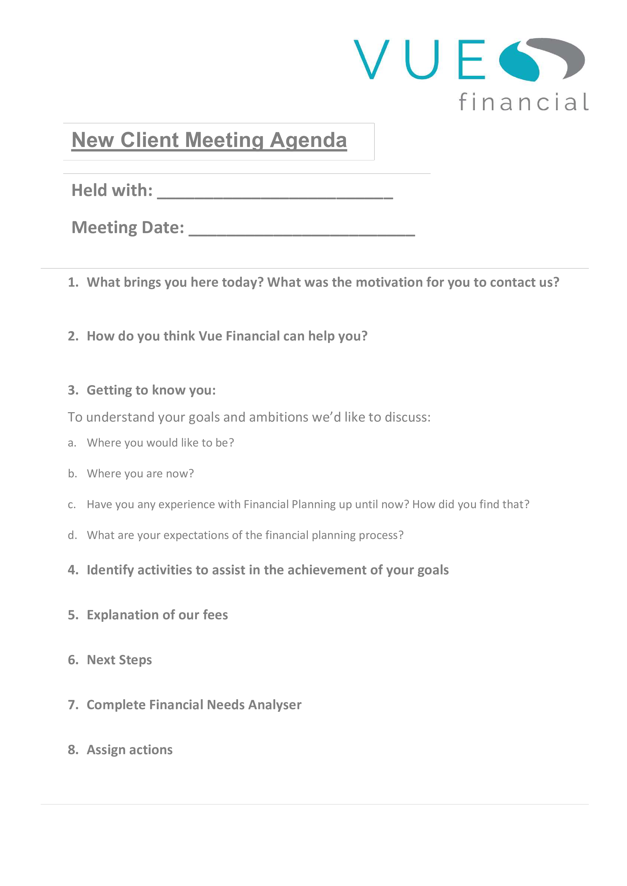 New Client Meeting Agenda main image