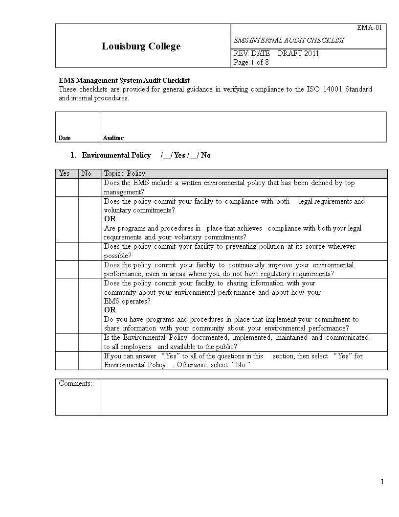 Internal Audit Checklist Sample main image