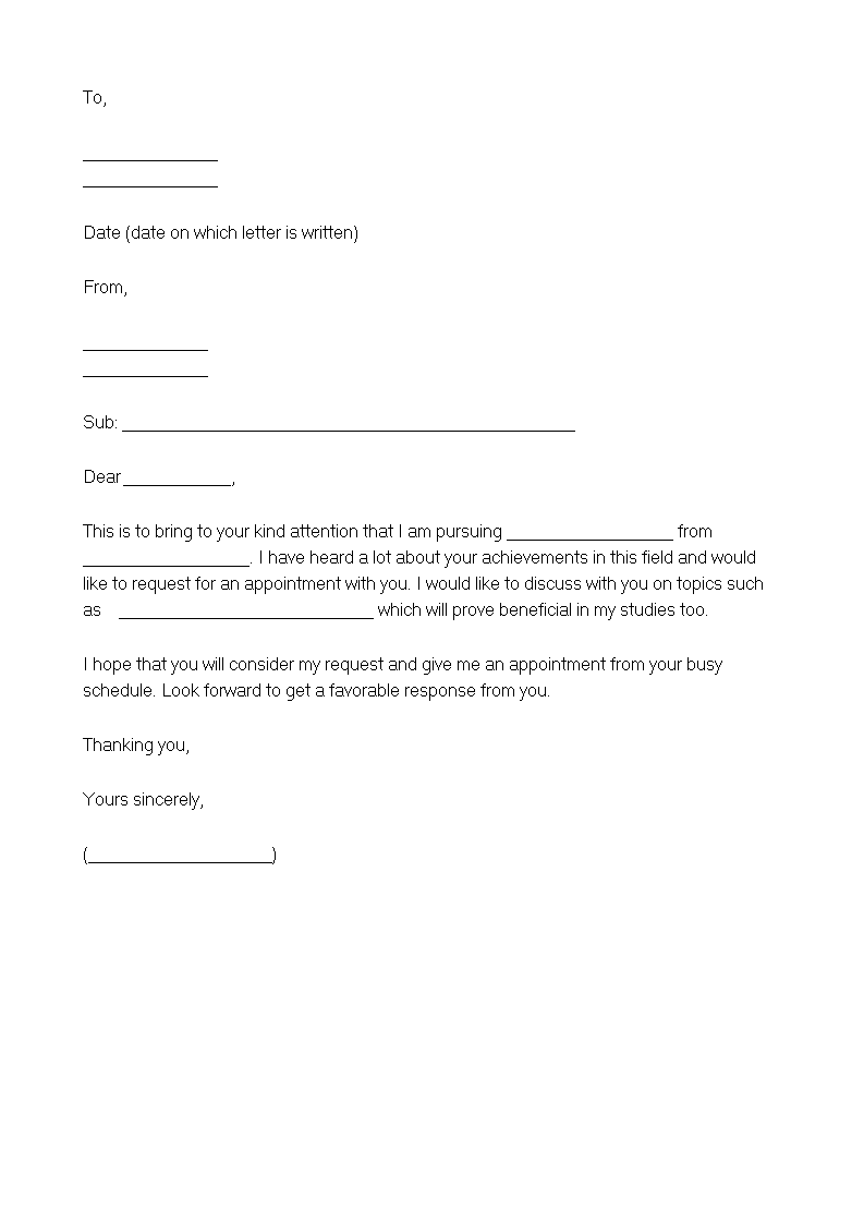 Request For Job Appointment Letter template main image