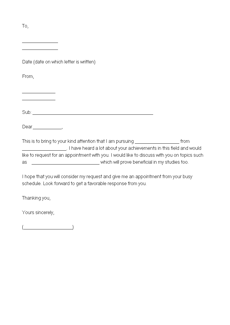 request for job appointment letter template template