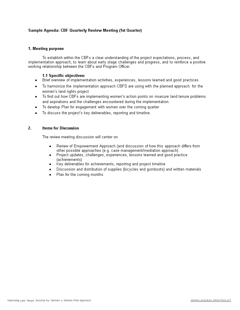 quarterly review meeting agenda template