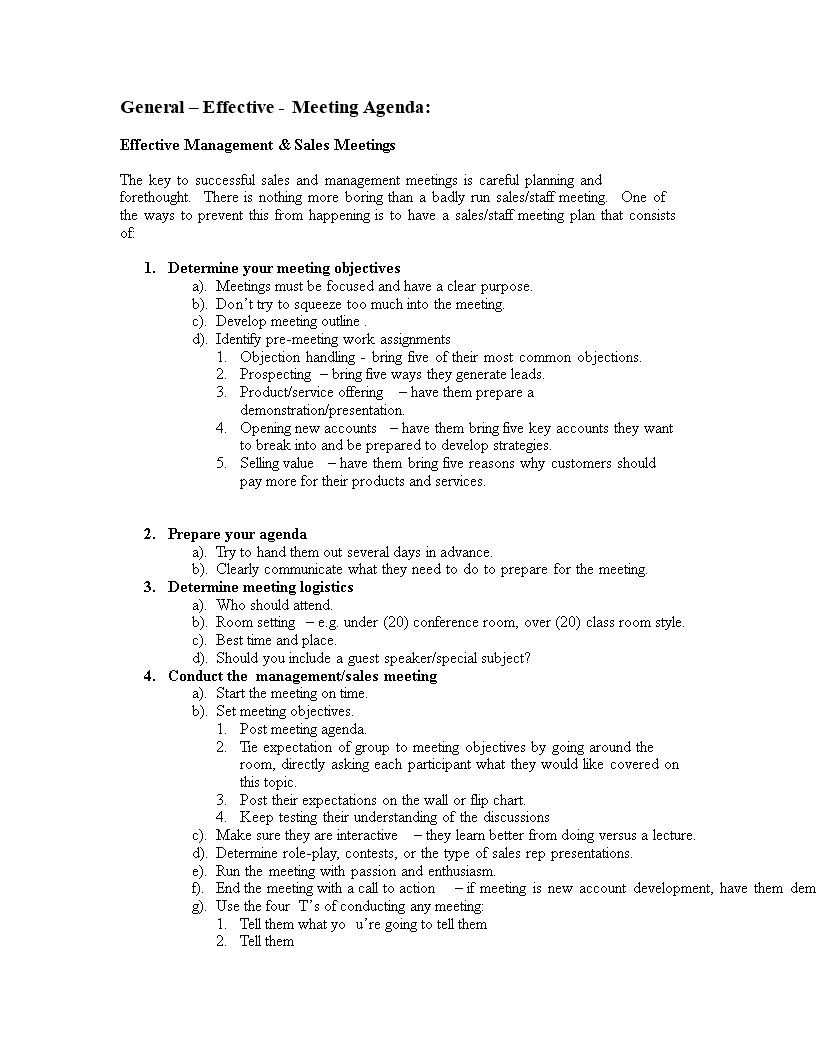 sales meeting agenda outline template