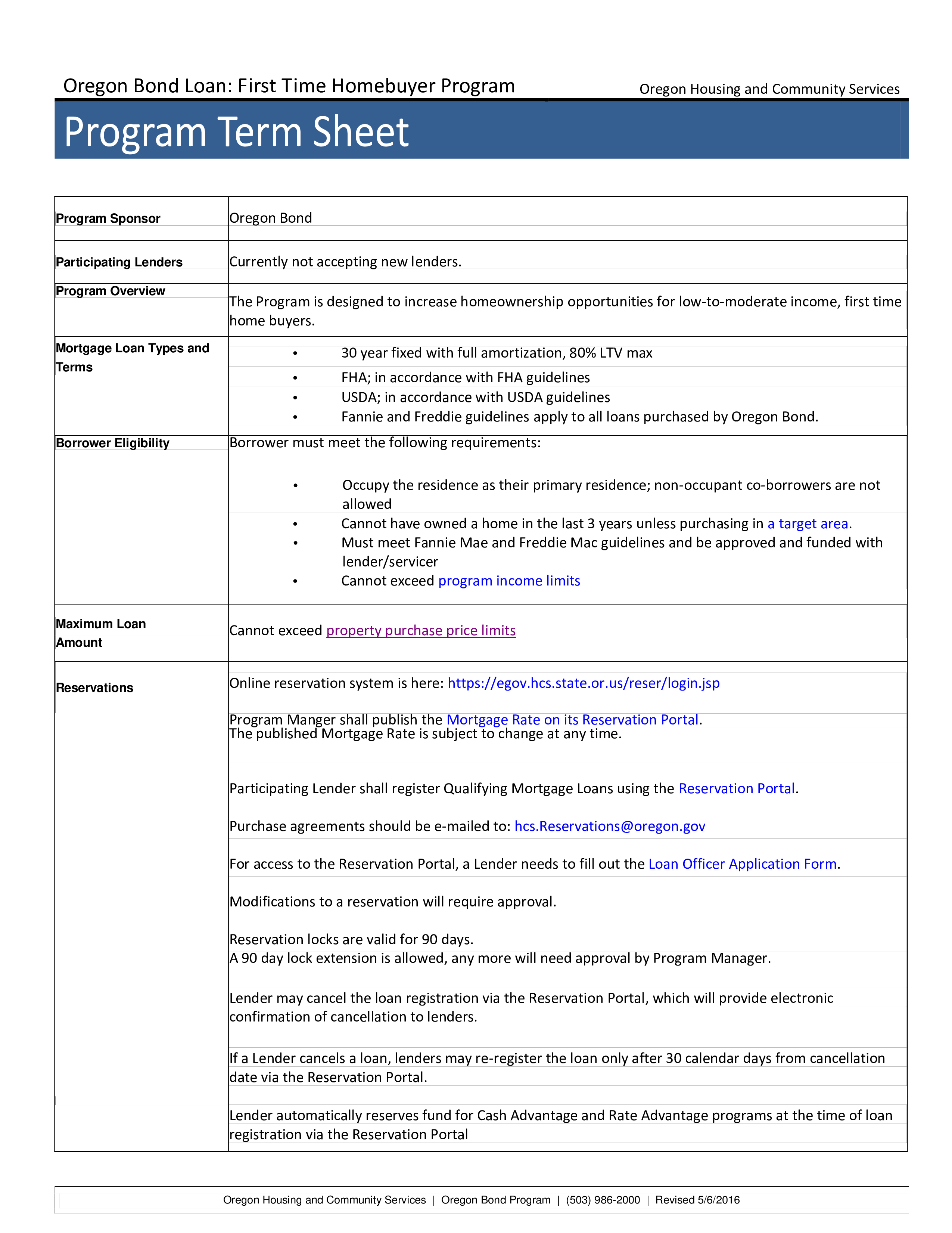 Program Term Sheet main image