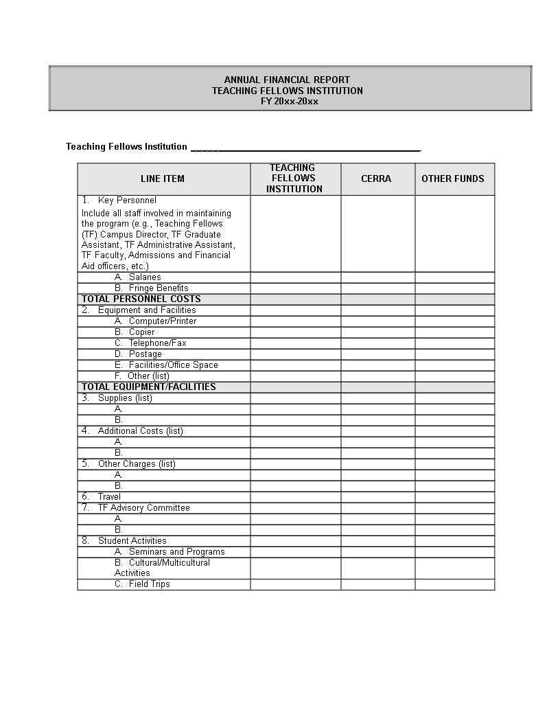 annual financial statement template