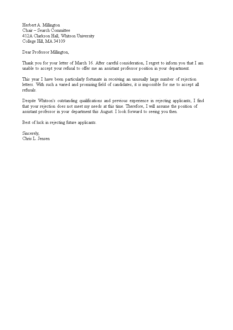 funny job applicant rejection letter voorbeeld afbeelding 