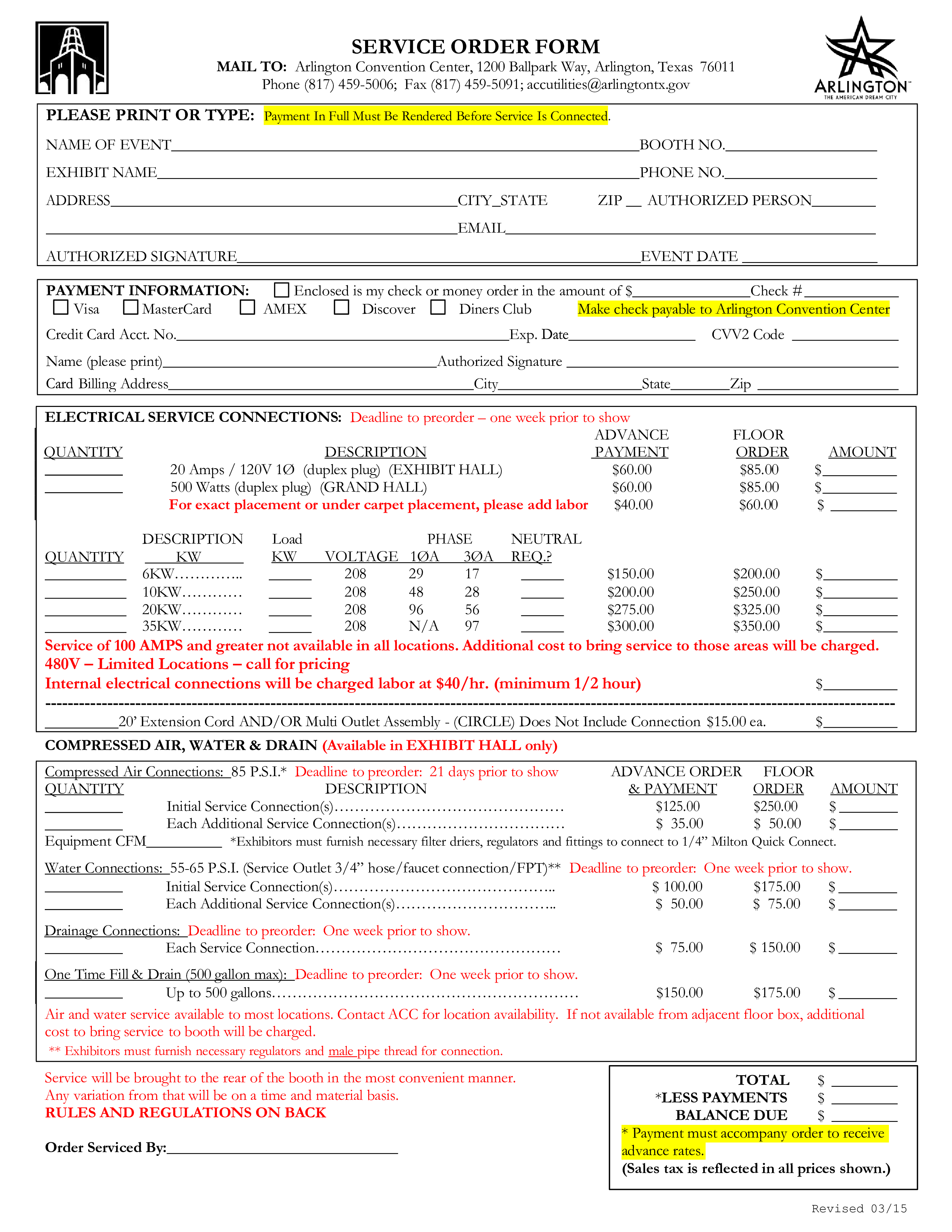 utility service order form Hauptschablonenbild