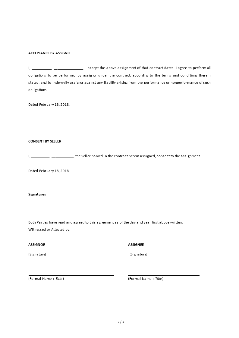 Assignment Of Contract Real Estate Templates at