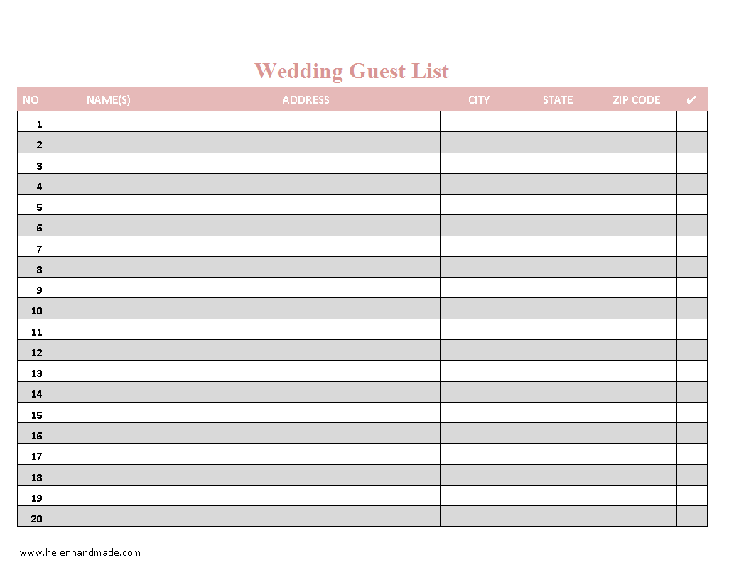 wedding guest list organizer excel Hauptschablonenbild