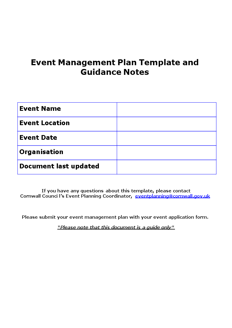 event management action plan voorbeeld afbeelding 