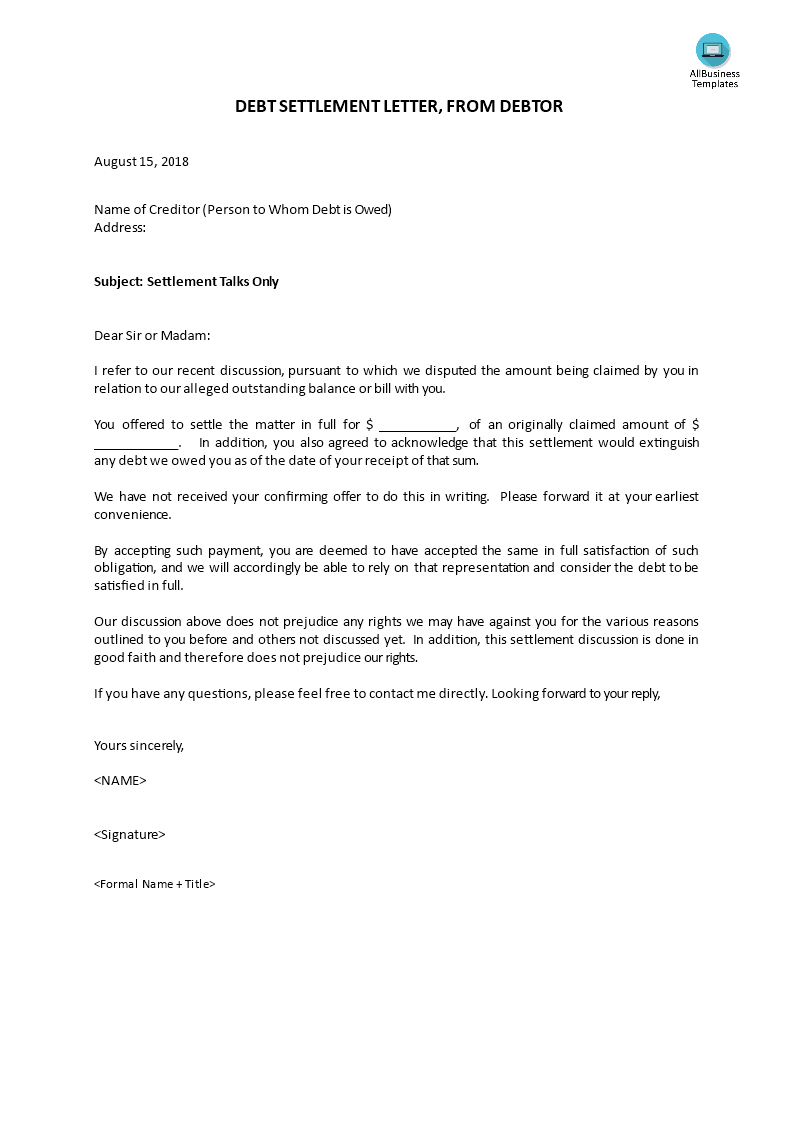 debt-settlement-letter-template