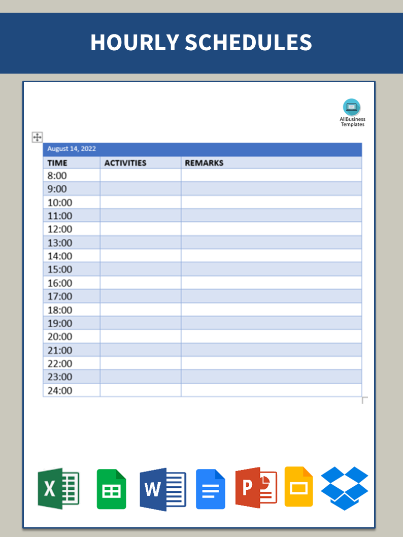 hourly schedule plantilla imagen principal