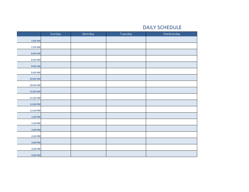 daily planner xls spreadsheet modèles