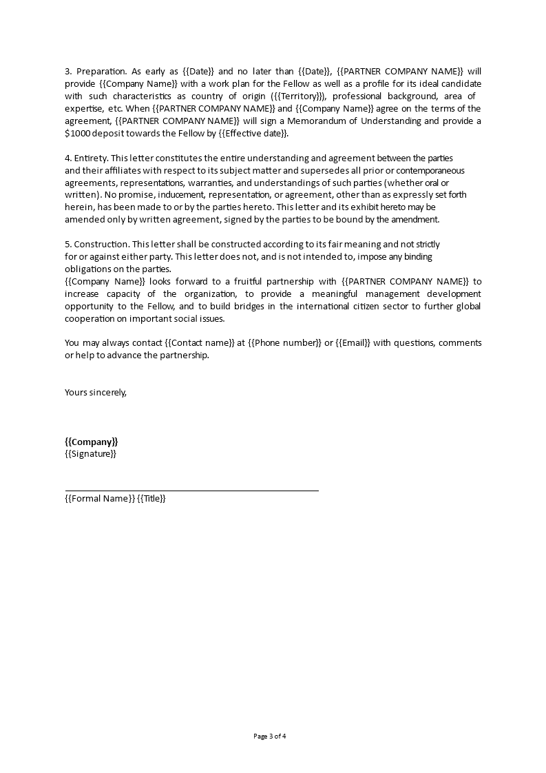 Business Partnership Letter Of Intent - Premium Schablone Pertaining To Business Partnership Proposal Letter Template