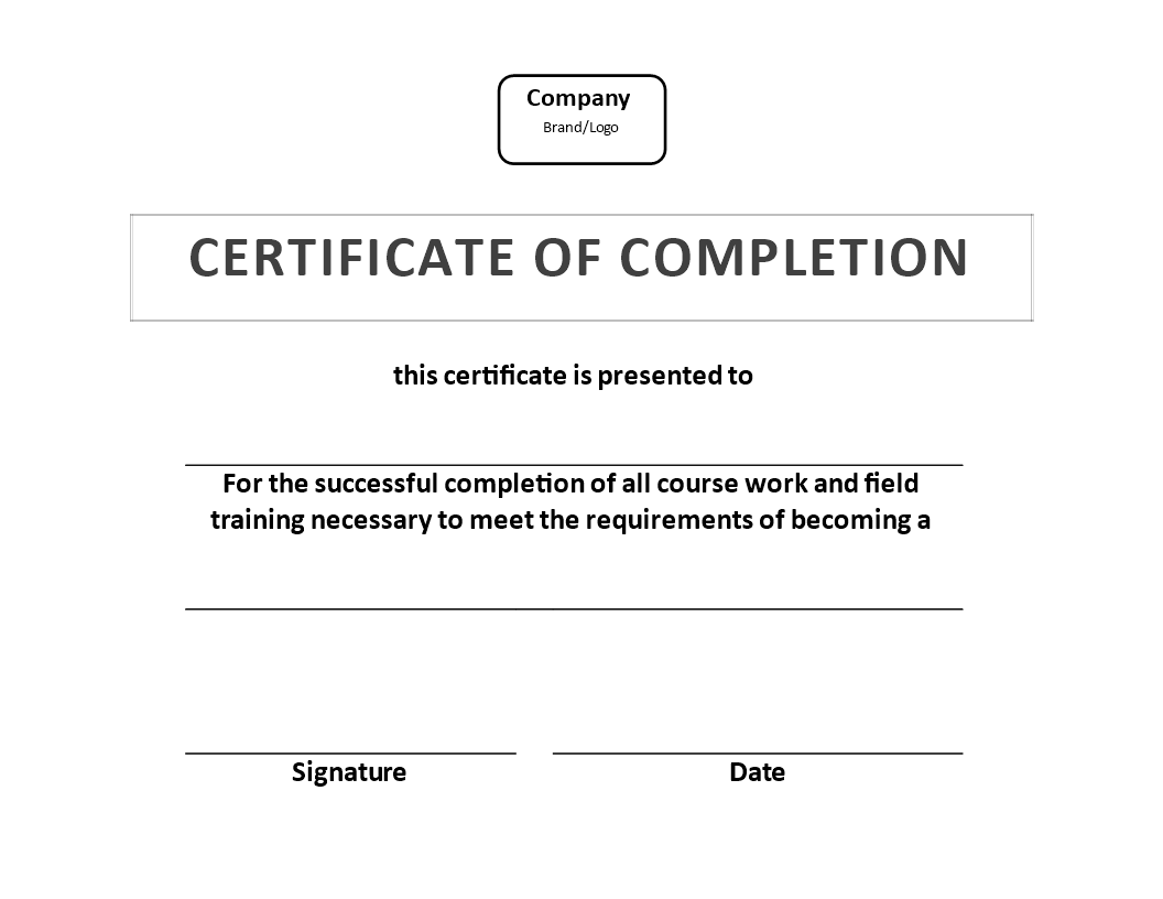 Kostenloses Certificate of Training Completion Example Intended For Template For Training Certificate