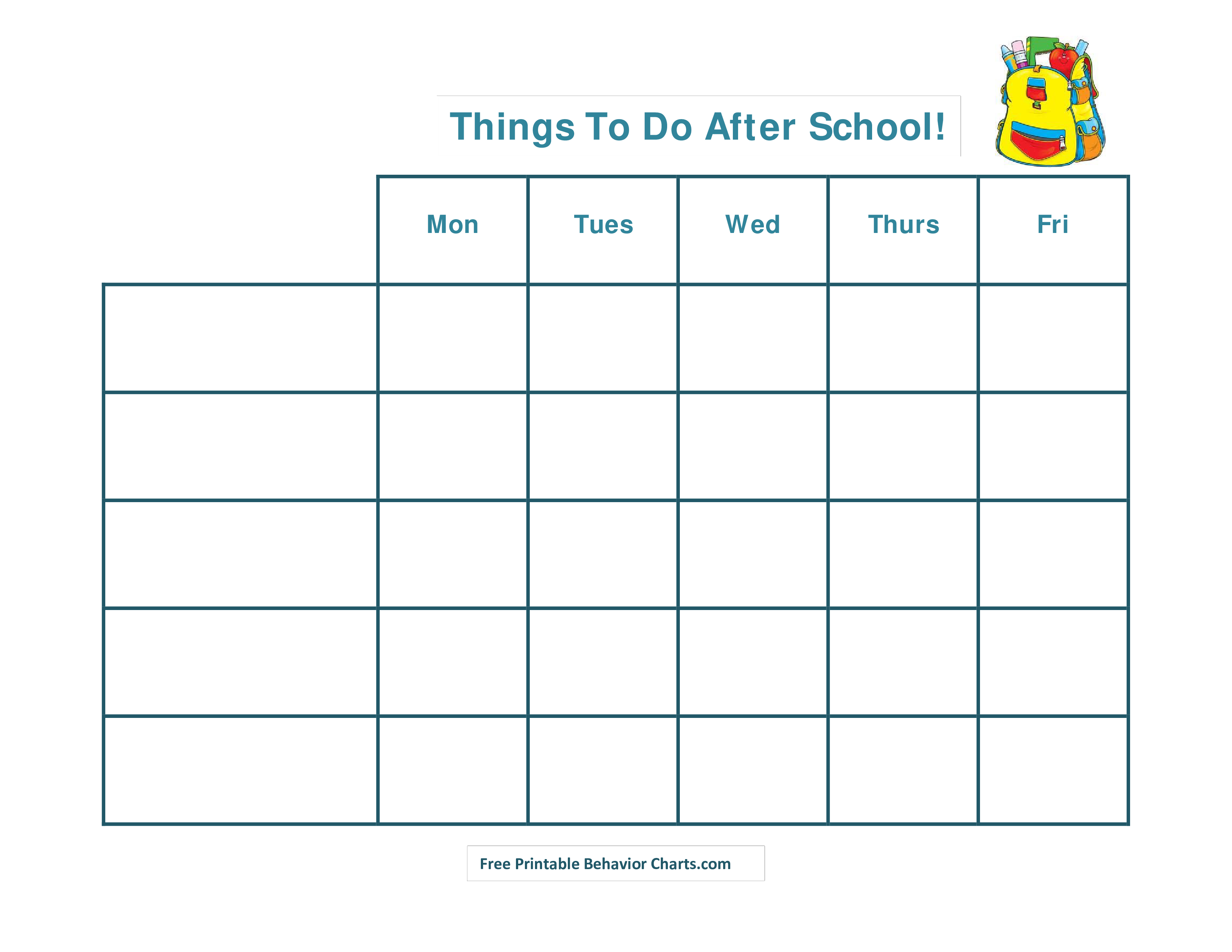 Printable After School Schedule main image