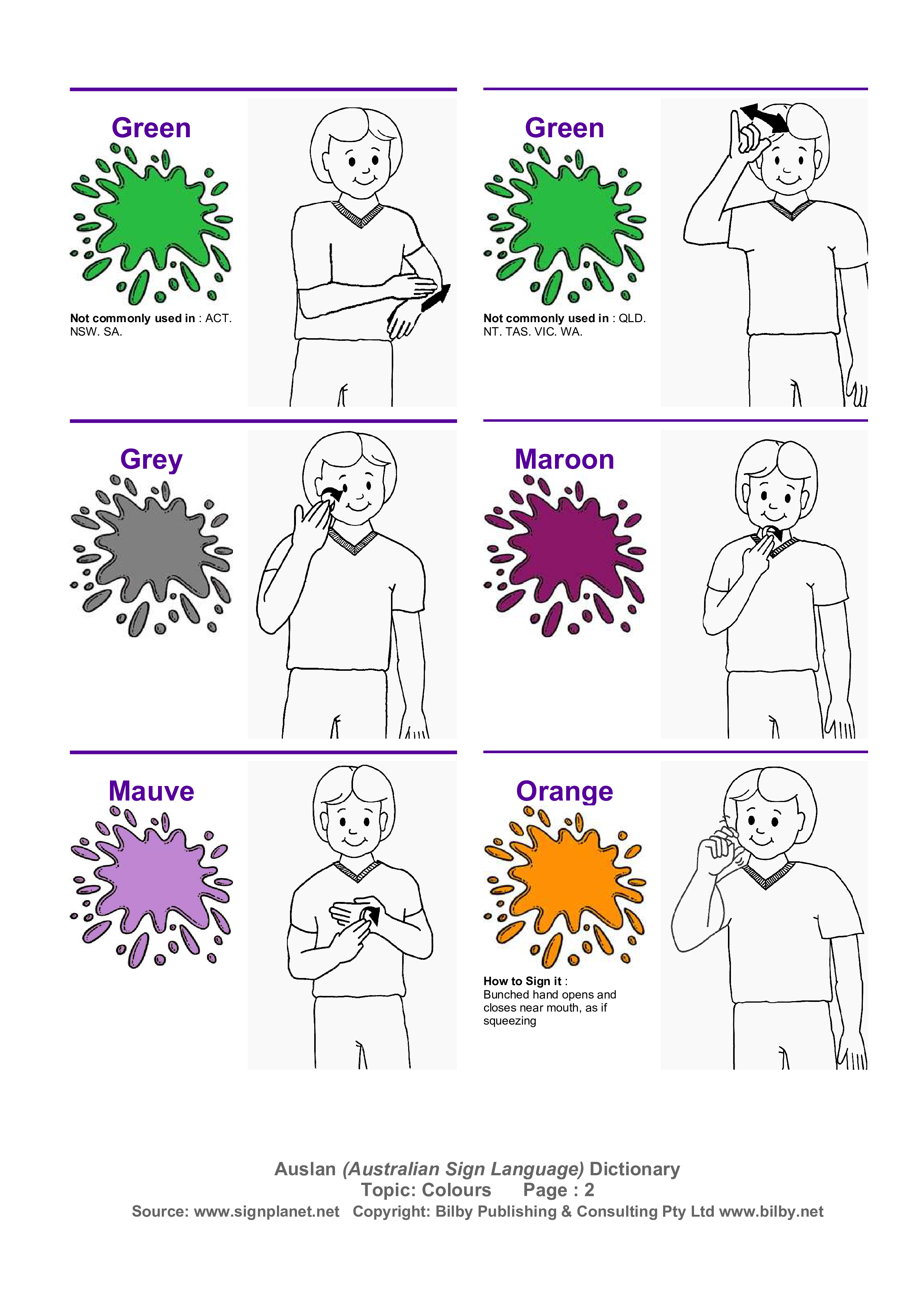Baby Sign Language Color Chart | Templates at allbusinesstemplates.com