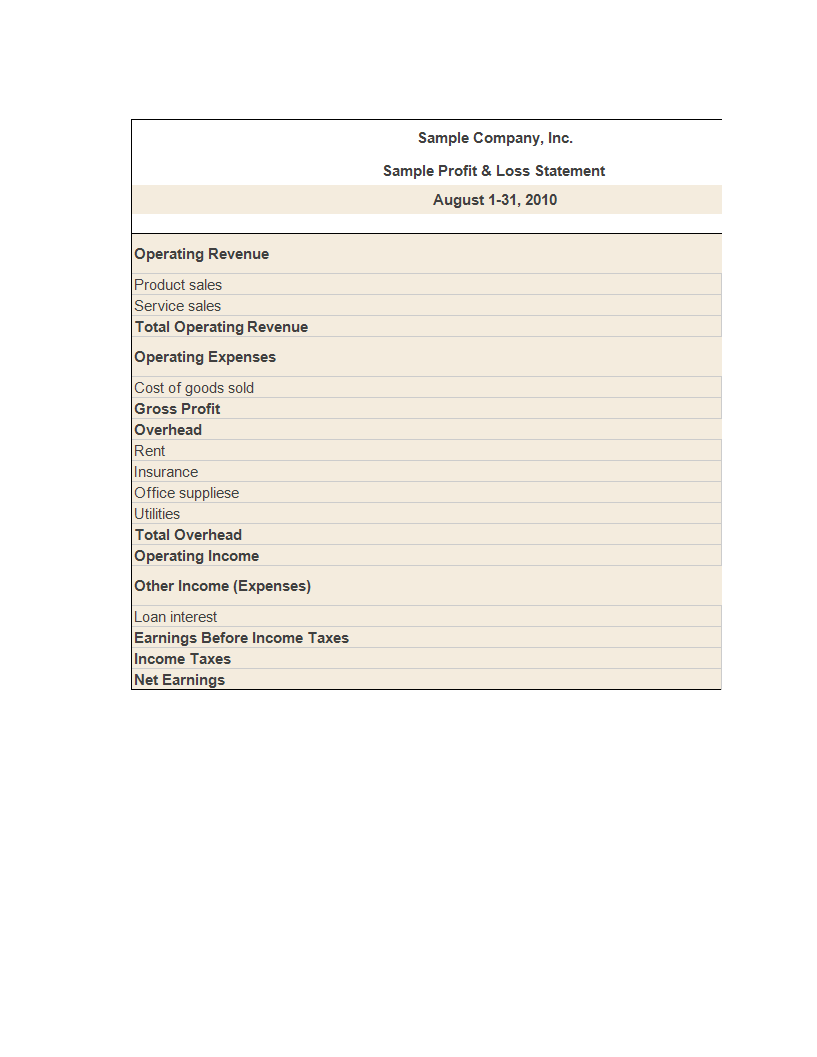 profit loss statement in excel plantilla imagen principal